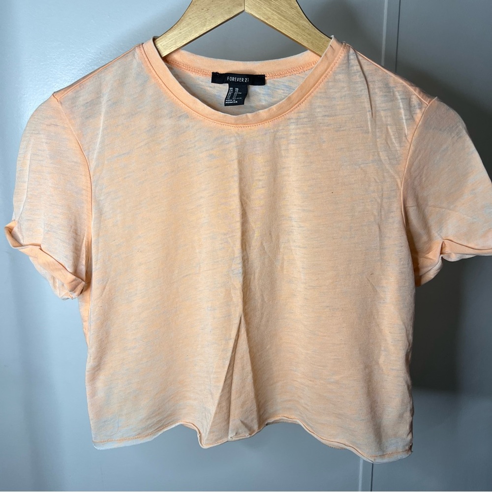 Cropped Peach Short Sleeve Top